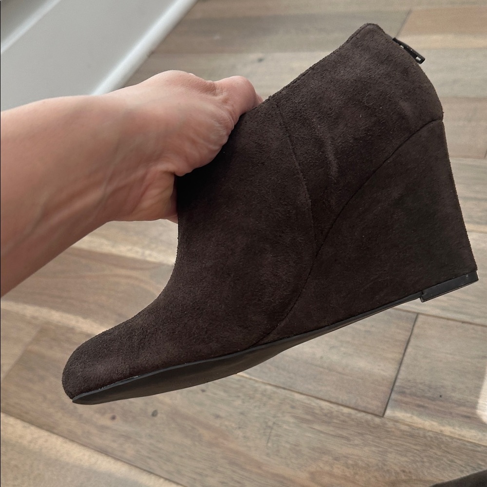 Naturalizer Ella Dark Brown taupe Wedge heel booties Shoes - Picture 8 of 10